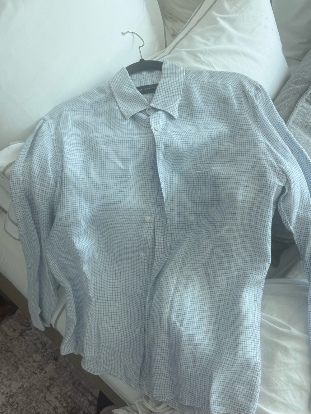 Adolfo Dominguez Light Blue Micro-Check Dress Shirt